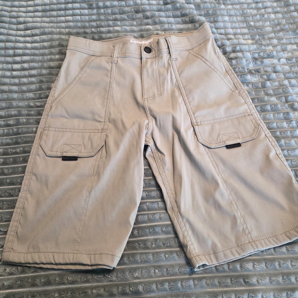 Wrangler Boys Cargo Shorts Size 10 Khaki Beige Tan Adjustable Waist / Flex